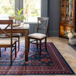 Kukoon Blue Red Low Pile Traditional Persian Velvet Texture Area Rug - Size: 240 cm x 330 cm - thumbnail 3
