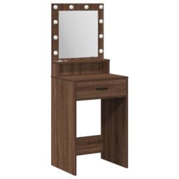 Berkfield Home Dressing Table with LED Lights - Brown Oak, 50x41x135 cm - Size: 50 x 41 x 135 cm - thumbnail 2