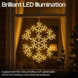 Xmas Haus 50cm 180Warm White LED Metal Snow Flake 3m lead Outdoor - thumbnail 3