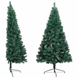 Berkfield Home Beautiful Artificial Half Pre-lit Christmas Tree with Ball Set Gr in Green