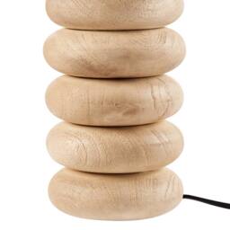 Wyld and Coco Mango Wood Living Table Lamp 41 cm Beige Cotton Linen Shade in Brown - thumbnail 6