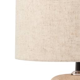 Wyld and Coco Mango Wood Living Table Lamp 41 cm Beige Cotton Linen Shade in Brown - thumbnail 5