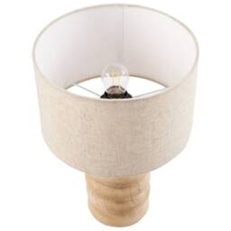 Wyld and Coco Mango Wood Living Table Lamp 41 cm Beige Cotton Linen Shade in Brown - thumbnail 4