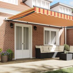 Berkfield Home Manual Retractable Awning Yellow & Orange 500x350 cm - thumbnail 3