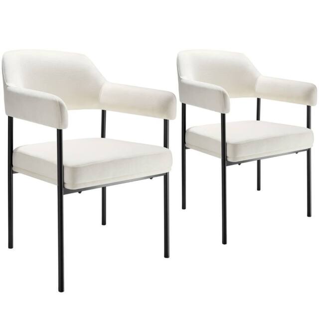 tectake Armchair Doe Set Of 2 - Woven Fabric Off-White/Black in Off-White - Size: 2 Pack - image 1