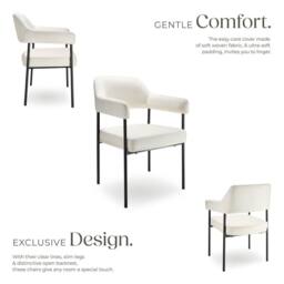 tectake Armchair Doe Set Of 2 - Woven Fabric Off-White/Black in Off-White - Size: 2 Pack - thumbnail 3
