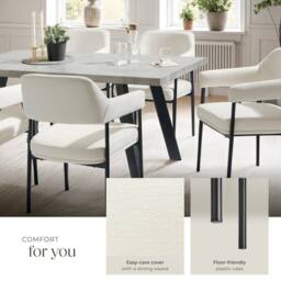 tectake Armchair Doe Set Of 2 - Woven Fabric Off-White/Black in Off-White - Size: 2 Pack - thumbnail 4
