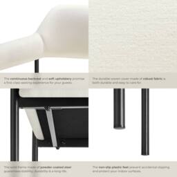tectake Armchair Doe Set Of 2 - Woven Fabric Off-White/Black in Off-White - Size: 2 Pack - thumbnail 5