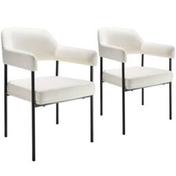 tectake Armchair Doe Set Of 2 - Woven Fabric Off-White/Black in Off-White - Size: 2 Pack