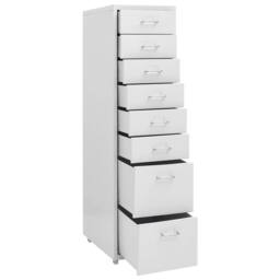 Berkfield Home Mobile File Cabinet Grey 28x41x109 cm Metal in White - Size: 28 x 41 x 109 cm - thumbnail 5