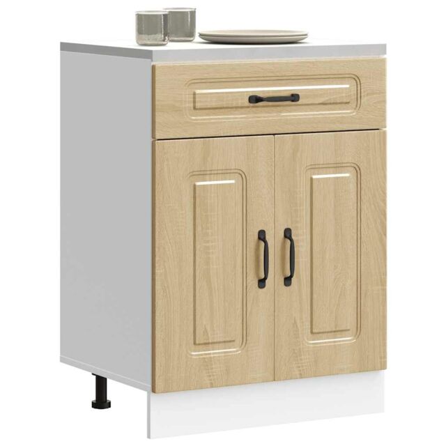 Berkfield Home Kitchen Base Cabinet Kalmar Sonoma Oak Engineered Wood in Brown - image 1