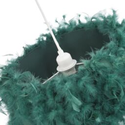 Happy Homewares Feather Pendant Light Shade with Transparent Acrylic Droplets in Dark Green - thumbnail 5