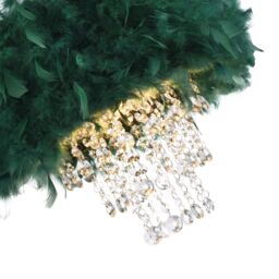 Happy Homewares Feather Pendant Light Shade with Transparent Acrylic Droplets in Dark Green - thumbnail 4
