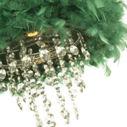 Happy Homewares Feather Pendant Light Shade with Transparent Acrylic Droplets in Dark Green - thumbnail 2