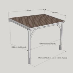 Rutland County Garden Furniture Ltd Felt Shingle Roof Car Port 2 Post, Wood - L200 x W434 cm - Light Green - thumbnail 6