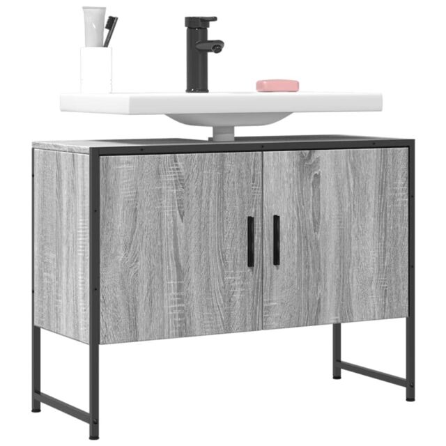Berkfield Home Bathroom Sink Cabinet Grey Sonoma 80x33x60 cm Engineered Wood - Size: 80 x 33 x 60 cm - image 1