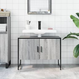 Berkfield Home Bathroom Sink Cabinet Grey Sonoma 80x33x60 cm Engineered Wood - Size: 80 x 33 x 60 cm - thumbnail 3