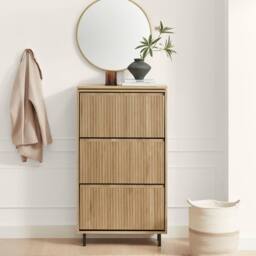 FurnitureboxUK Penrose Oak Effect Wood Shoe Storage Cabinet in Light Brown - thumbnail 2