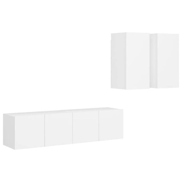 Berkfield Home 4 Piece TV Cabinet Set White Engineered Wood - image 1