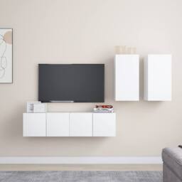 Berkfield Home 4 Piece TV Cabinet Set White Engineered Wood - thumbnail 2