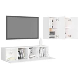 Berkfield Home 4 Piece TV Cabinet Set White Engineered Wood - thumbnail 3
