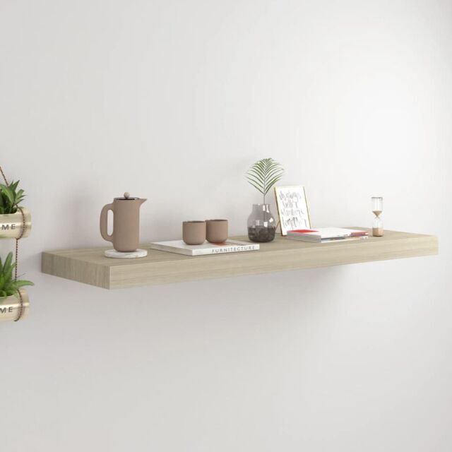 Berkfield Home Floating Wall Shelf Oak 80x23.5x3.8 cm MDF in Brown - image 1