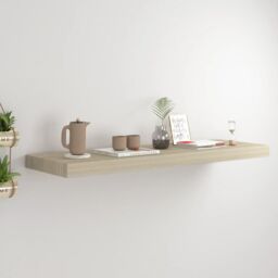 Berkfield Home Floating Wall Shelf Oak 80x23.5x3.8 cm MDF in Brown - thumbnail 1