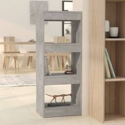 Berkfield Home Classic Book Cabinet/Room Divider Concrete Grey 40x30x103 cm Engi - Size: 40 x 30 x 103 cm - thumbnail 2