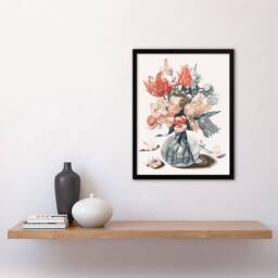 Artery8 Glass Vase With Spring Flowers Johan Teyler Framed Wall Art Print in White - Size: A4 - thumbnail 4