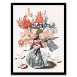 Artery8 Glass Vase With Spring Flowers Johan Teyler Framed Wall Art Print in White - Size: A4 - thumbnail 1
