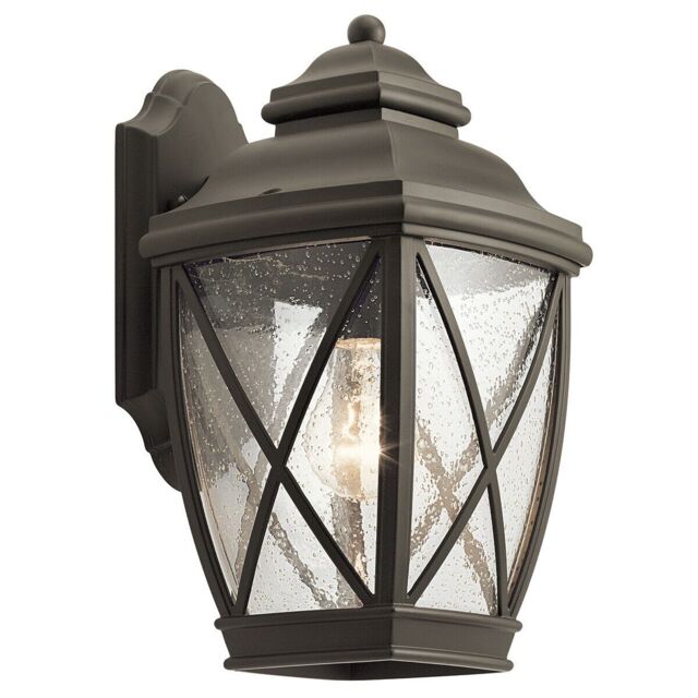 Loops Outdoor IP44 1 Bulb Wall Light Lantern Olde Bronze LED E27 60W d01823