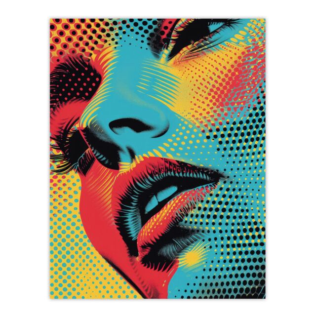 "Artery8 Wall Art Print Woman Face Close Up Polka Dot Pop Art Portrait Poster - Size: W24"" x H32""" - image 1