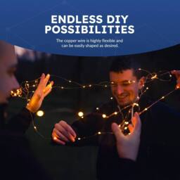 Desiretech LED Battery-Powered Fairy Lights Copper Wire String Lights 2Pack 50LED in Warm White - thumbnail 4