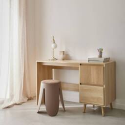sweeek Scandinavian desk wood decor 2 drawers in Beige - thumbnail 4