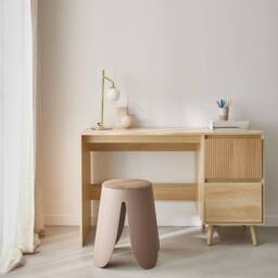 sweeek Scandinavian desk wood decor 2 drawers in Beige - thumbnail 1