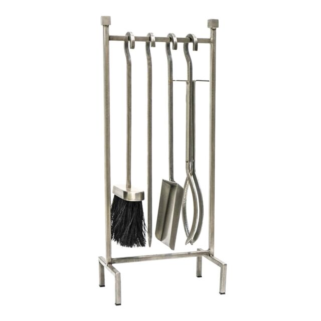 Ivyline Iron Hanging Rack Fireside Companion Set Pewter H51Cm W22cm in Silver - image 1