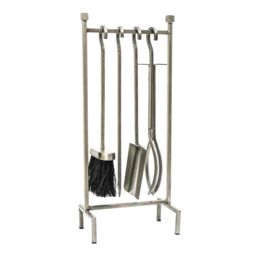 Ivyline Iron Hanging Rack Fireside Companion Set Pewter H51Cm W22cm in Silver