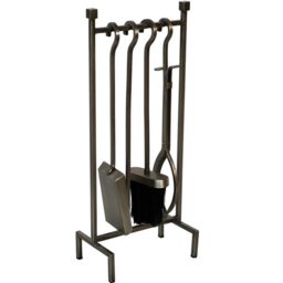 Ivyline Iron Hanging Rack Fireside Companion Set Pewter H51Cm W22cm in Silver - thumbnail 2