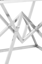 Orsina Square Silver Finish End Table, Stainless Steel Frame with Glass Top, Geometric Modern Accent Table - thumbnail 4