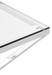 Orsina Square Silver Finish End Table, Stainless Steel Frame with Glass Top, Geometric Modern Accent Table - thumbnail 3