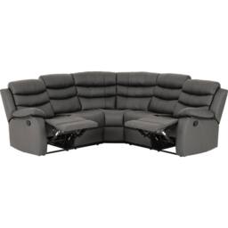 Seconique Roma Corner Recliner Sofa Grey Faux Leather - thumbnail 6