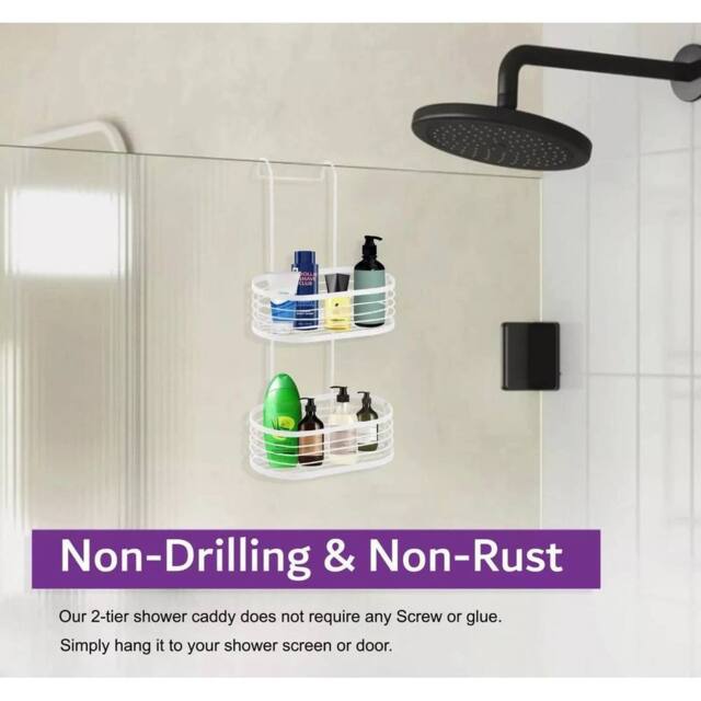 EONLION 2 Tier White Shower Caddy Bathroom Shelf - image 1