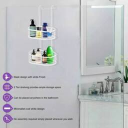 EONLION 2 Tier White Shower Caddy Bathroom Shelf - thumbnail 4