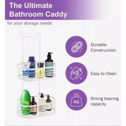EONLION 2 Tier White Shower Caddy Bathroom Shelf - thumbnail 3