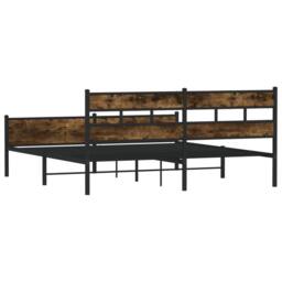 Berkfield Home Metal Bed Frame without Mattress Smoked Oak 180x200 cm Super King in Black - thumbnail 6