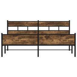 Berkfield Home Metal Bed Frame without Mattress Smoked Oak 180x200 cm Super King in Black - thumbnail 4
