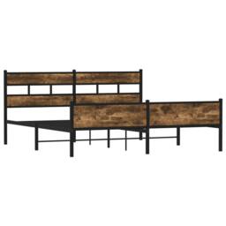 Berkfield Home Metal Bed Frame without Mattress Smoked Oak 180x200 cm Super King in Black - thumbnail 3