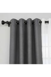Living and Home Glossy Black Metal Telescopic Curtain Rod with Brackets - Size: 360 cm - thumbnail 1