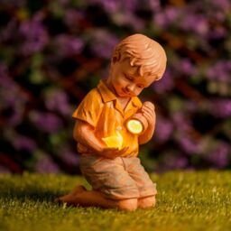 Marco Paul Solar Boy Garden Ornament LED Light Up Flashlight Duck Outdoor Stone Effect - thumbnail 4