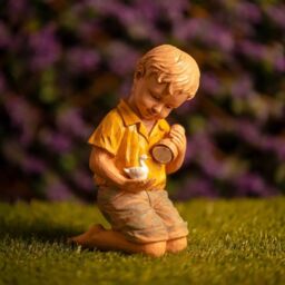 Marco Paul Solar Boy Garden Ornament LED Light Up Flashlight Duck Outdoor Stone Effect - thumbnail 2